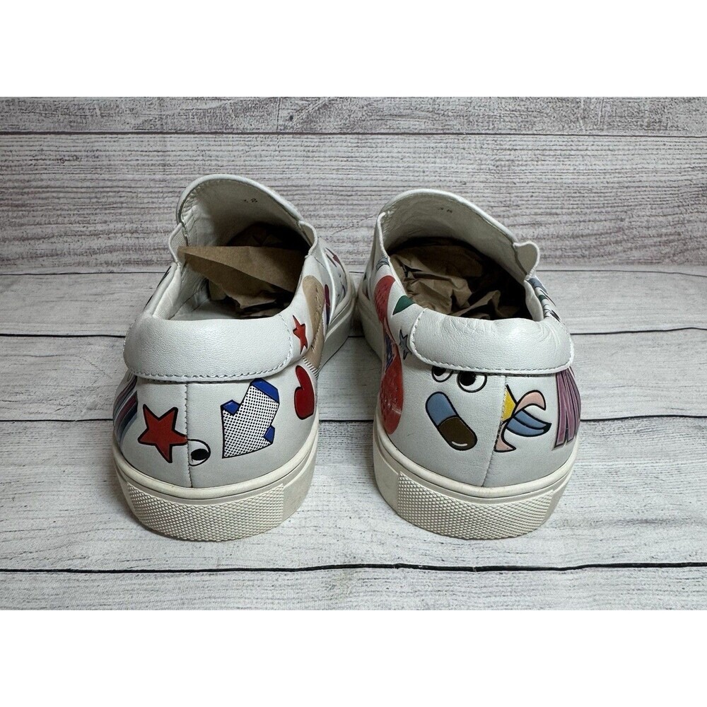 Anya Hindmarch White 'Wink In' Leather Slip On Sneaker sz 38 - Picture 4 of 14